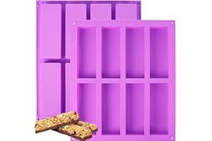 BJAINGEXK 2 Packs of 8-Cavity Chocolate Mold, Non-Stick Silicone Mold, Butter Pudding Cereal Energy Mold, Easy to Remove, Eas