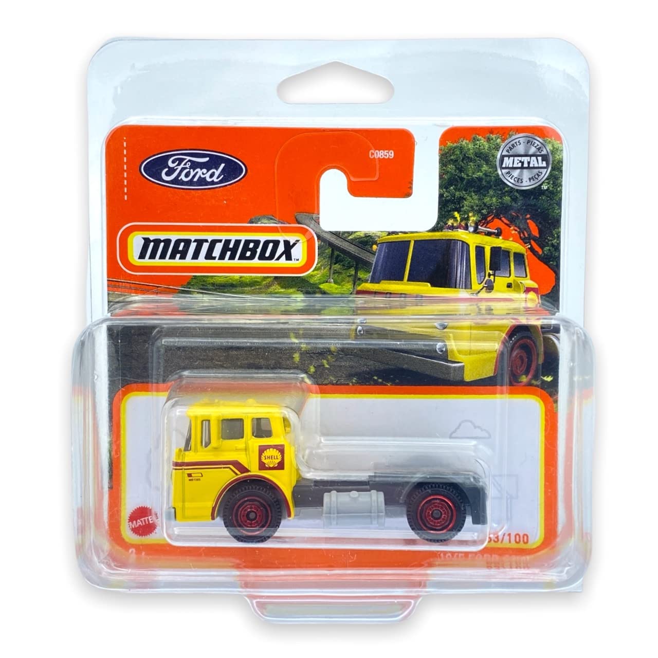 Matchbox 1965 Ford C900 (Yellow) Ford 2020 - 63/100 (Short Card) - COMES IN A KLAS CAR KEEPER PROTECTIVE COLLECTORS CASE - HFR29