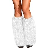 RSLOVE Women’s Furry Leg Warmers - Faux Fur Fluffy Boot Covers with Satin Lining for Halloween Christmas Rave Festival Outfit