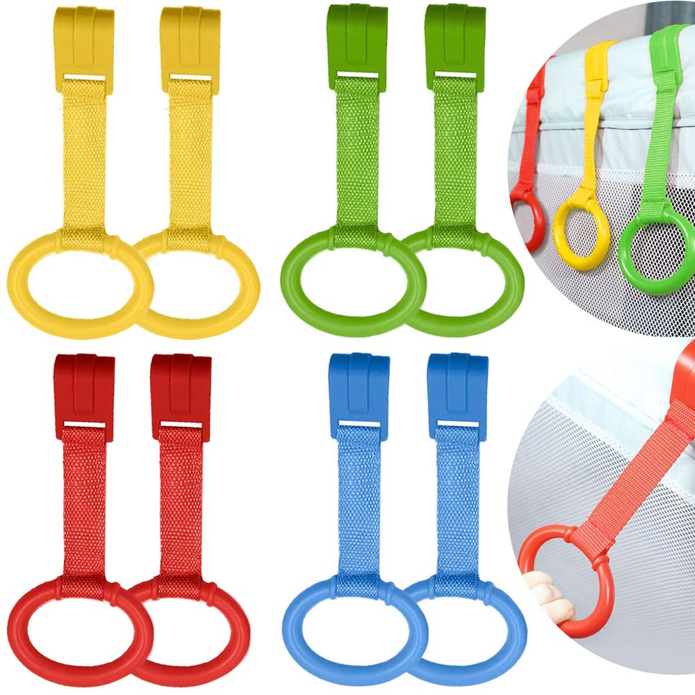 Baby Cot Rings 8PCS Nursery Beds Clips Removable Hand Rings Help Baby Get Up Educational for Kids Infant Toddlers