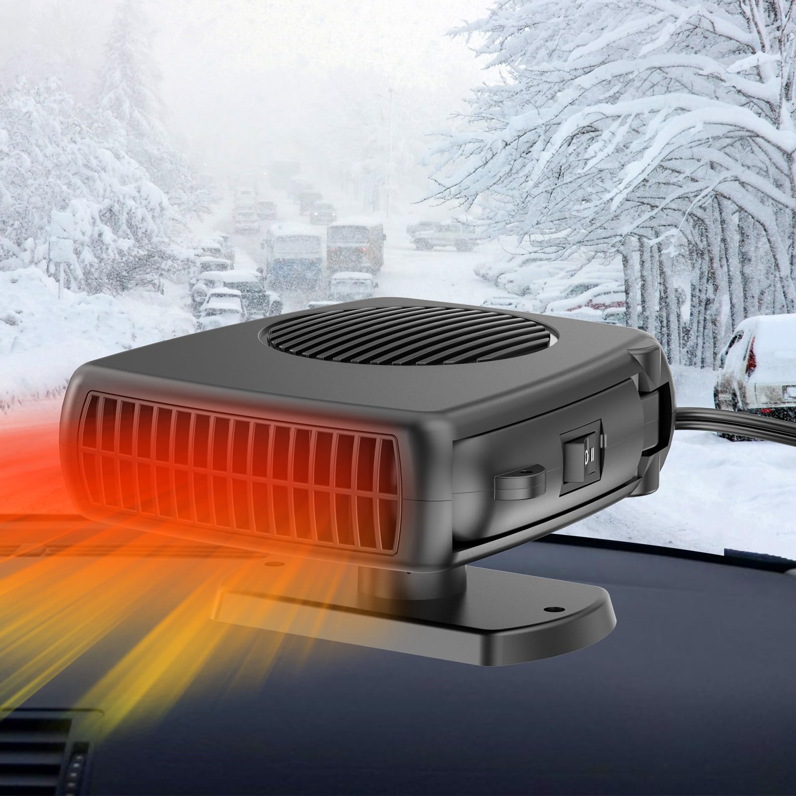 Photo 1 of 200W Car Heater, 12 Volt Portable Heater for Cars, Auto Windshield Defogger Defroster, 2 in 1 Fast Heating & Cooling, Auto Ceramic Heaters Fan 360 Degree Rotary Defrosters Defoggers