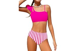 Doumlop Girls Swimsuits Two Piece Bikini Set Ruffle Bathing Suit with Adjustable Strap Quick Dry Beach Girls' Swimwear 5-16Y