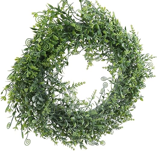 Amazon Co Jp Rujfish 人工グリーンリーフリース 15インチ フェイクタツノオトシゴ リース草 玄関 壁 窓 パーティー装飾 32 ホーム キッチン
