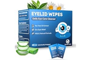 PROCIV 30PCS Eyelid & Lash Wipes for Itchy & Dry Eyes, Tea Tree Oil Eyelid Wipes for Styes & Blepharitis, Daily Eye Cleansing Wipe, Hypoallergenic & Soothing For Sensitive Eyes, Stay Hydrated Lid Wipe