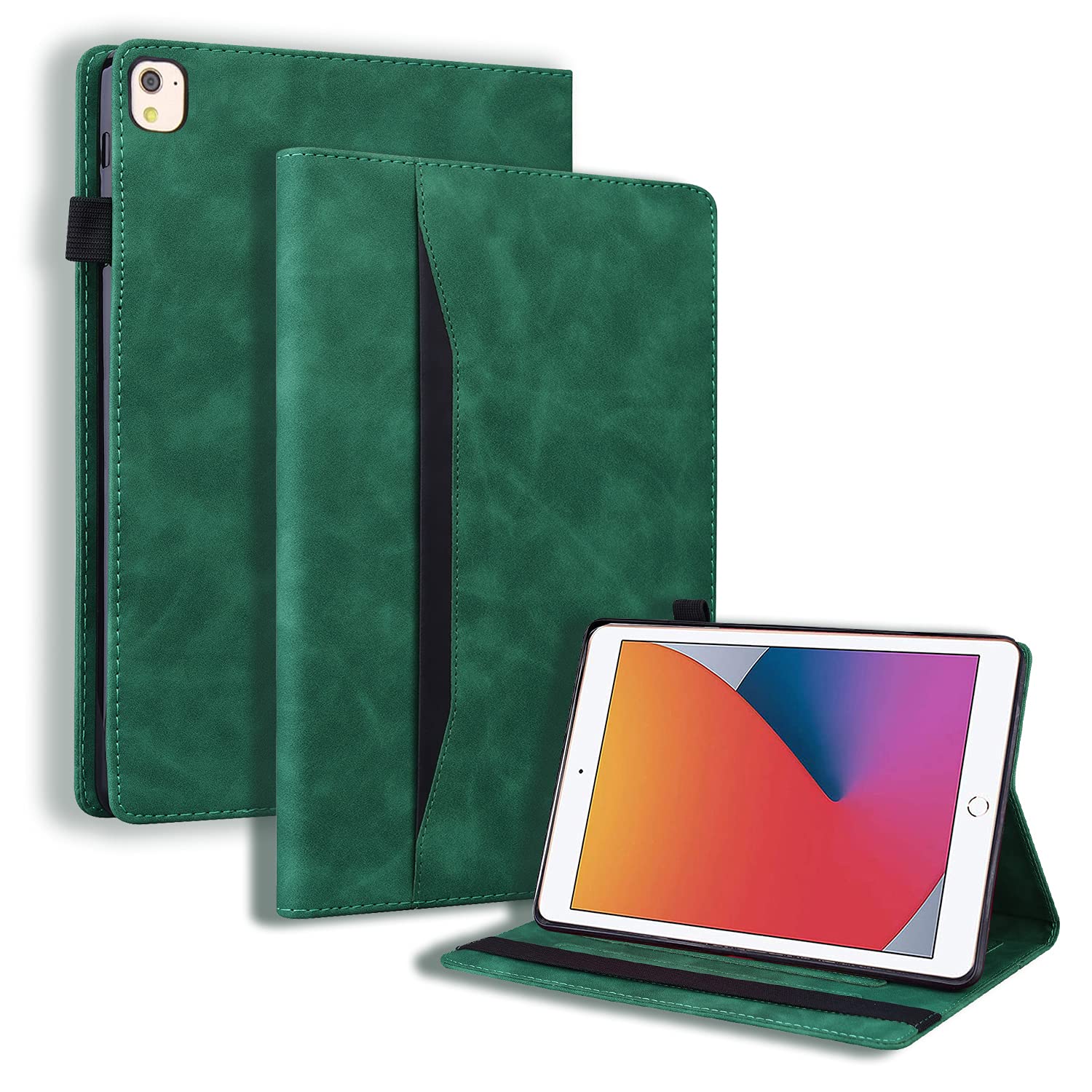 Auslbin Case for iPad 8th Gen/7th Gen(10.2 Inch 2020/2019),iPad Air 3 2019/iPad Pro 10.5 2017 Tablet,[Premium PU Leather][Auto Wake/Sleep][Pen Holder][Multi Angle Kickstand][with Card Slots] - Green