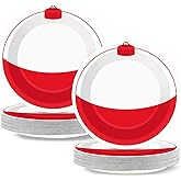 CHUNNIN 50 PCS Gone Fishing Party Plates for Fishing Themed Party Decoration 7 Inches Bobber Birthday Paper Plates Gone Fish Disposable Dessert Plate for Bobber Tournament Birthday Supplies