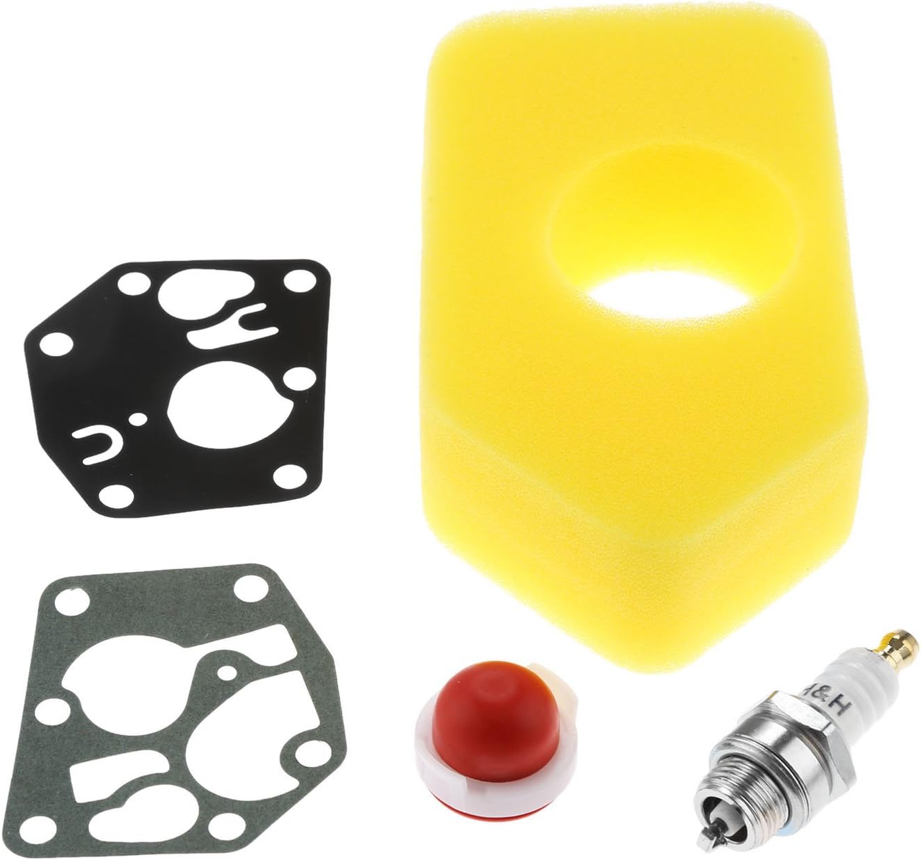 Mtsooning Lawn Mower Service Kit,Air Filter Carb Diaphragm Gasket Primer Bulb L7T Spark Plug Replacement for B&S 795083 698369 694394