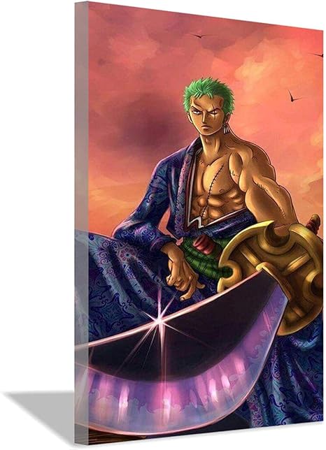 Amazon ワンピースアニメロロノアゾロキャンバスアートポスター海賊ファン部屋の装飾ホームオフィスの装飾リビングルーム壁画40x60cm 16x24inch フレームレス ウォールステッカー オンライン通販
