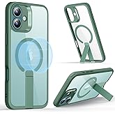 ESR for iPhone 16 Plus Case with Kickstand, Compatible with MagSafe, Magnetic Military-Grade Shockproof Fully Adjustable Flickstand Phone Case, Boost Series, Clear Green