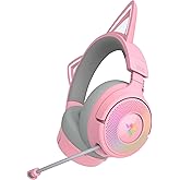 Razer Kraken Kitty V3 Pro Wireless RGB Gaming Headset: Chroma RGB Kitty Ears - 2.4 GHz, Bluetooth 5.3, USB A - Super Wideband Mic - 40mm Drivers - THX Spatial Audio - Comfortable Ear Cushions - Pink