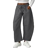 Lepunuo Barrel Sweatpants Women Casual Baggy Elastic Waisted Pants Wide Leg Gym Trousers with Pockets