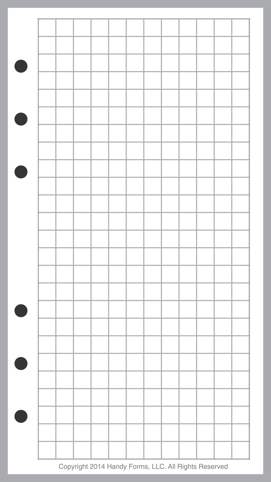 Personal Size Graph Paper Refill, Sized and Punched for Filofax Personal Notebook (3.7" x 6.75")