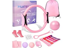 BYYNNE Home Pilates Kit for Women - 14 Pcs Pilates Equipment Set with Pilates Ring and Ball, 5 Resistance Bands Etc Accessories for Beginners Home Workouts - Includes Workout Guide