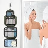 Maliton Large Hanging Toiletry Bag Waterproof Green 4 Compartments Foldable view 8