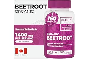*BONUS SIZE* 160 Capsules of High Potency Organic Beetroot Powder - Cold Pressed | 1,400mg per serving (700mg per capsule x2)