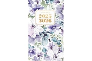 AT-A-GLANCE 2025-2026 Planner, 3-1/2" x 6", Pocket Size, 2 Year Monthly Planner, Badge, Floral (1722F-021-25)