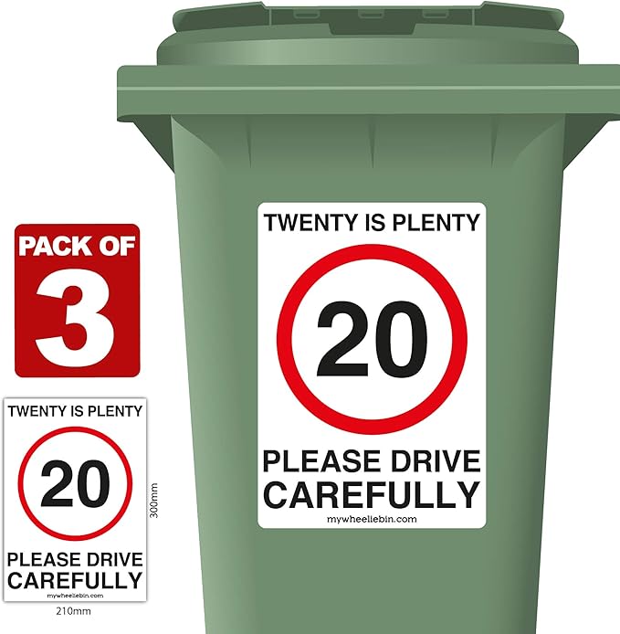 3 Pack of 20 Is Plenty Speed Reduction Wheelie Bin Stickers Amazon.co