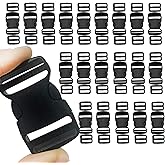XLANMAY 20 Set 1 Inch Plastic Buckle for Straps - Quick Release Buckle with 40pcs Tri-Glide Slide Clip Adjustable Heavy Duty Buckles for 1 Inch Wide Nylon Webbing Straps Luggage Backpack Straps