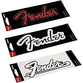 P Pluginz Fender Guitar Logo Stickers, 3 Pack, Black/Red, Black/White, White/Chrome