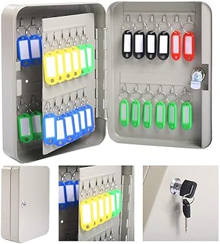48 Hook Key holder Box Metal Safe w/Tag 