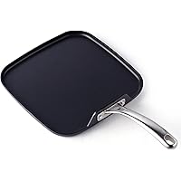 Cooks Standard Hard Anodized Nonstick Square Griddle Pan, 11 x 11-Inch, Black