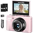 4K Digital Camera for Photography, 64MP Vlogging Camera for YouTube with 3" 180° Flip Screen, 18X Digital Zoom Point and Shoot Camara with 32GB Micro SD Card for Beginner (Pink)