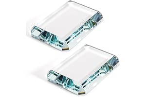 Nagpew 2 Pack Rectangle Paperweight, Clear Glass Letterweight, Transparent Decorative Block Tiles for Home Office Desktop Decor, Crafts, Projects, Ornaments, Books