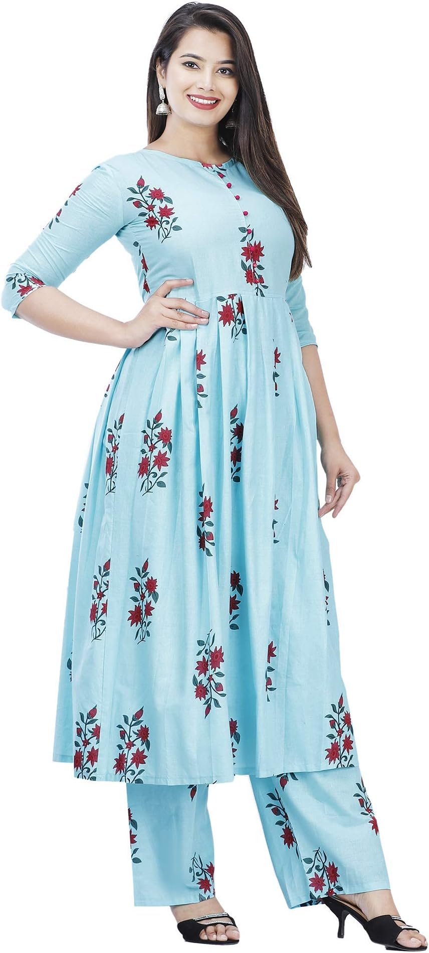 G for Girl Women's Cotton Kurta Palazzo Pant Set