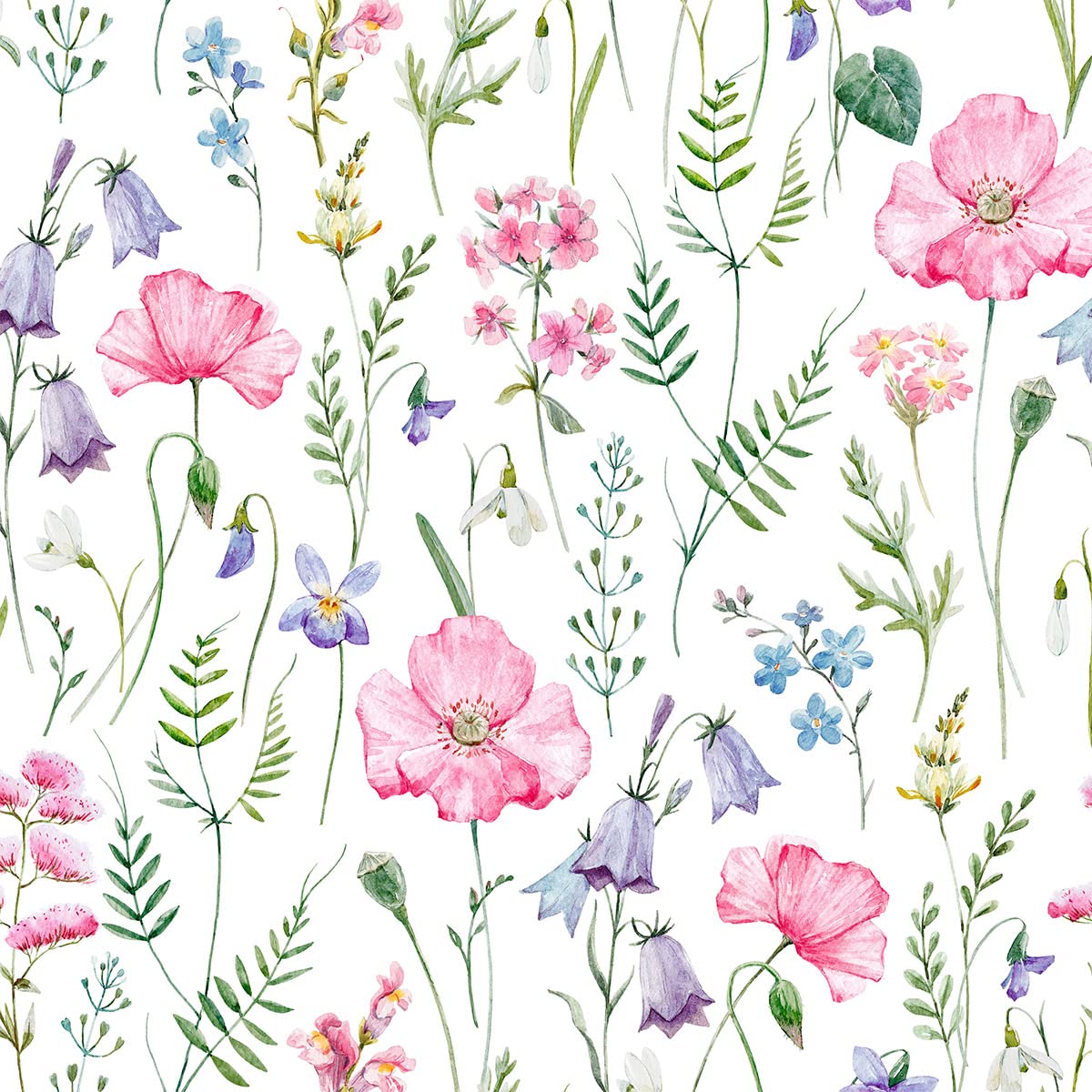 Floral Upholstery Fabric for Chairs,Pink Poppy Floral Fabric by The Yard,Watercolor Garden Flowers Famhouse Botanical Fabric for Upholstery and Home DIY Projects,2 Yards,(L184*W150cm) Pink