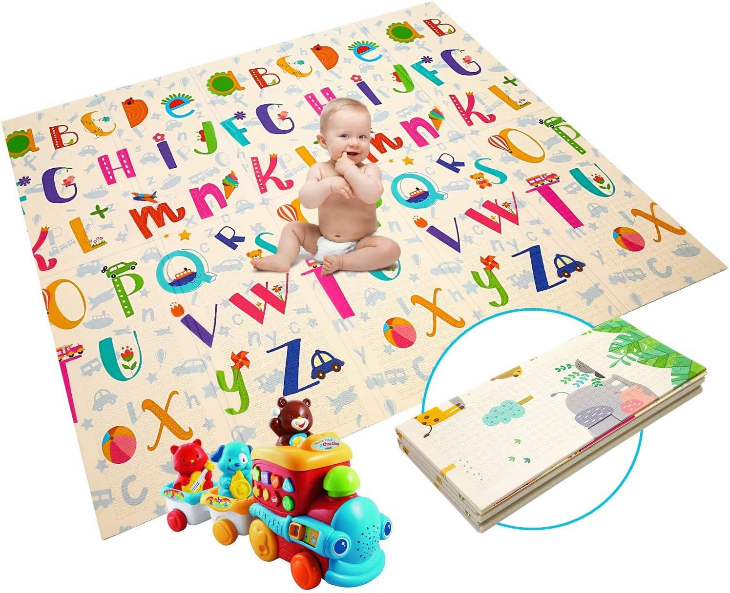 Tapis De Jeu Pour Bebe Tapis Pliable Impermeable Non Toxique Pour Enfant Extra Grand 180 X 0 X 1cm Tapis Epaissie Lettres Foret Verte 1 5cm Amazon Fr Bebes Puericulture