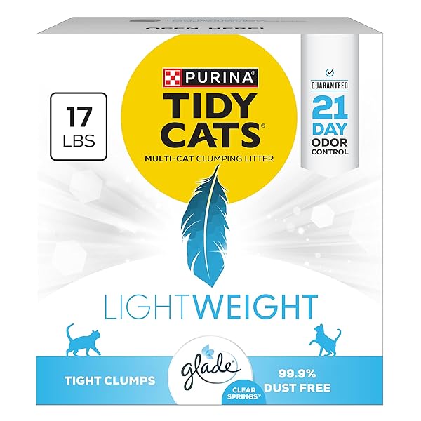 PURINA TIDY CATS LIGHTWEIGHT WITH GLADE CLEAR SPRINGS MULTI-CAT, CLUMPING, LOW DUST, SCENTED CAT LITTER – 17 LB. BOX