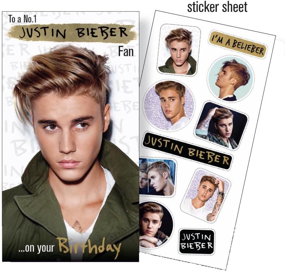 Amazon Justin Bieber No 1 ファン バースデーカード ステッカー付き グリーティングカード 文房具 オフィス用品