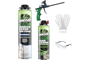 Sprayman Window & Door Expanding Spray Foam - (1x24oz) Low Expansion Polyurethane Spray Foam for Doors, Windows & Walls, Gun Use & Reuseable, Gun&Cleaner Included - 1 Pack