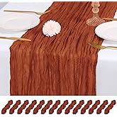 RealBox 14 Pack Terracotta Cheesecloth Table Runner 17x108 Inch Semi Sheer Boho Gauze Cheese Cloth Fabric Table Runners, for Wedding Party Baby Shower Birthday Home Decor Garden Farmhouse