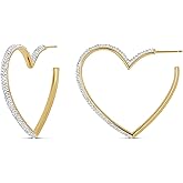 MILLA Heart Hoop Earrings - Silver & Gold Heart Earrings For Women, Ideal Gifts for Girlfriend or Cute Valentines Day Gifts For Her