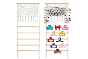 Hair Claw Clip Organizer, Macrame Hanging Hair Clip Holder and Storage for girls, Large Capacity Headband Holder Organizer, B