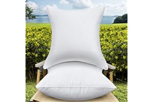 QSWRD 22 x 22 Outdoor Throw Pillow Inserts Set of 2 Waterproof Square Premium Decorative Couch Pillow Stuffers Form Large White Sofa Cushions Indoor