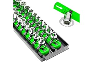 Ernst Manufacturing 8485 Socket Boss, Premium 2-Rail Twist Lock Socket Organizer, 3/8 Inch-Drive, 18-Inch, Green - Made in USA