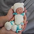 MYREBABY Lifelike Reborn Baby Doll - 7" Mini Full Platinum Silicone Realistic Newborn Baby Doll, Non-Vinyl Doll, Washable Reality Doll Baby with Feeding Kit & Gift Box-Boy