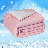 HOMFINE Cooling Comforter Queen Size, Pink Summer Cooling Blanket for Hot Sleepers and Night Sweats, Japanese Double-Sided Cold Tech Fabric Q-Max 0.45, Soft Breathable Silky Smooth Lightweight