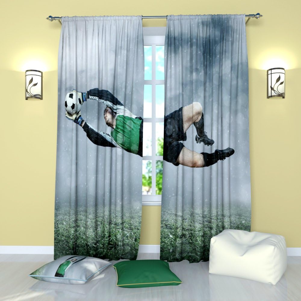 Factory4me Sports Curtains Football Caught. Window Curtain