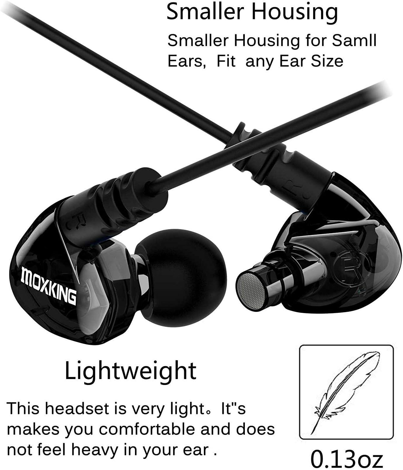 MOXKING Running Sports Earbud Headphones Wired Over Ear In Ear Headsets Noise Isolation waterproof Earbuds Enhanced Bass Stereo Earphones with Microphone and Remote for Running Jogging Gym (black) - Image 3