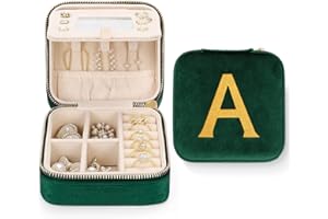 Jenria Travel Jewelry Case for Women - Jewelry Organizer, Jewelry Box, Unique Gifts, Personalized Gifts, Valentines Day Gifts for Her, Birthday Gifts for Women, Teen Girl, Girlfriend, Mom, Green, A