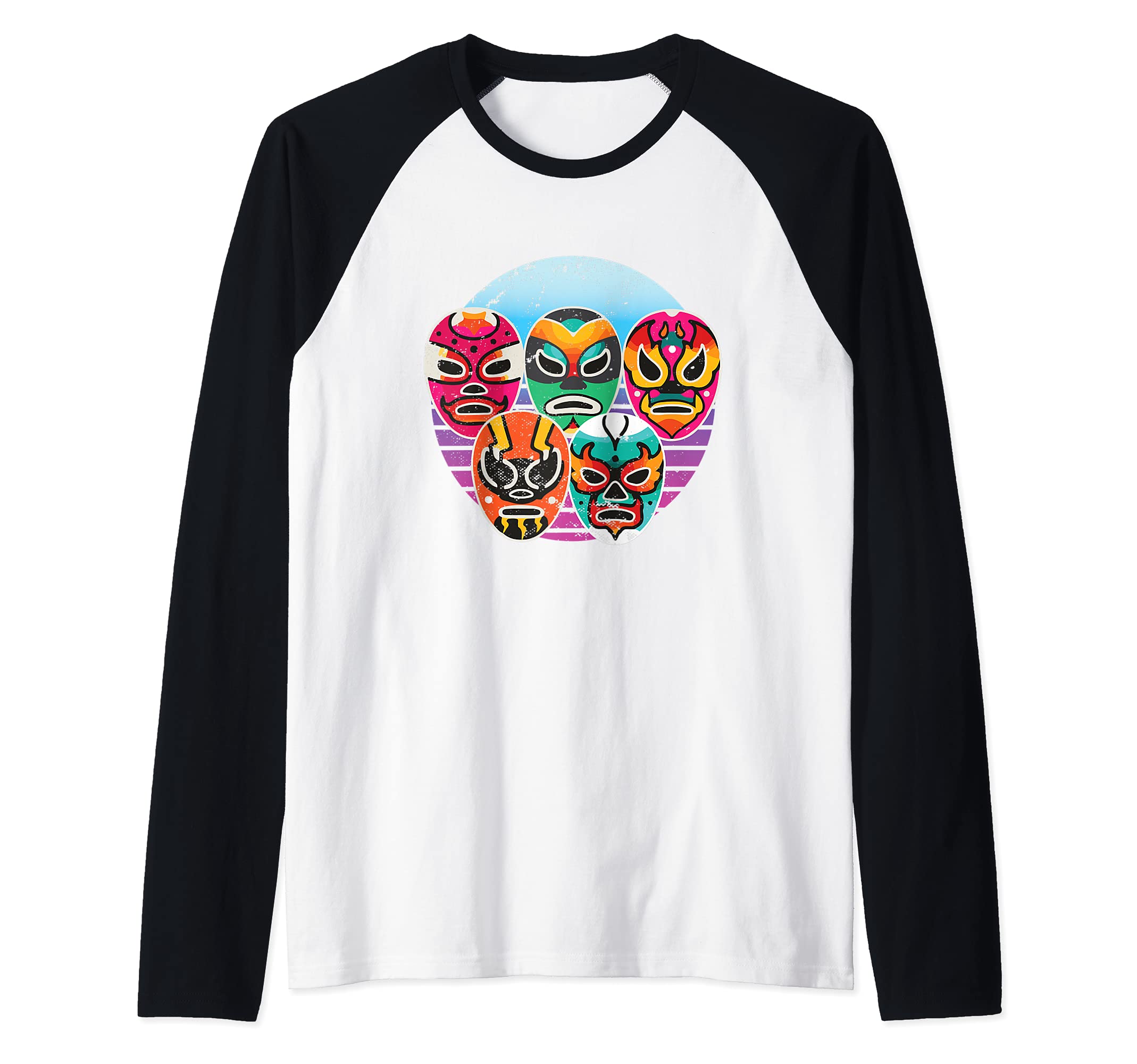 Mexican Wrestling Mask I Cool Mexican Wrestling Raglan Baseball Tee