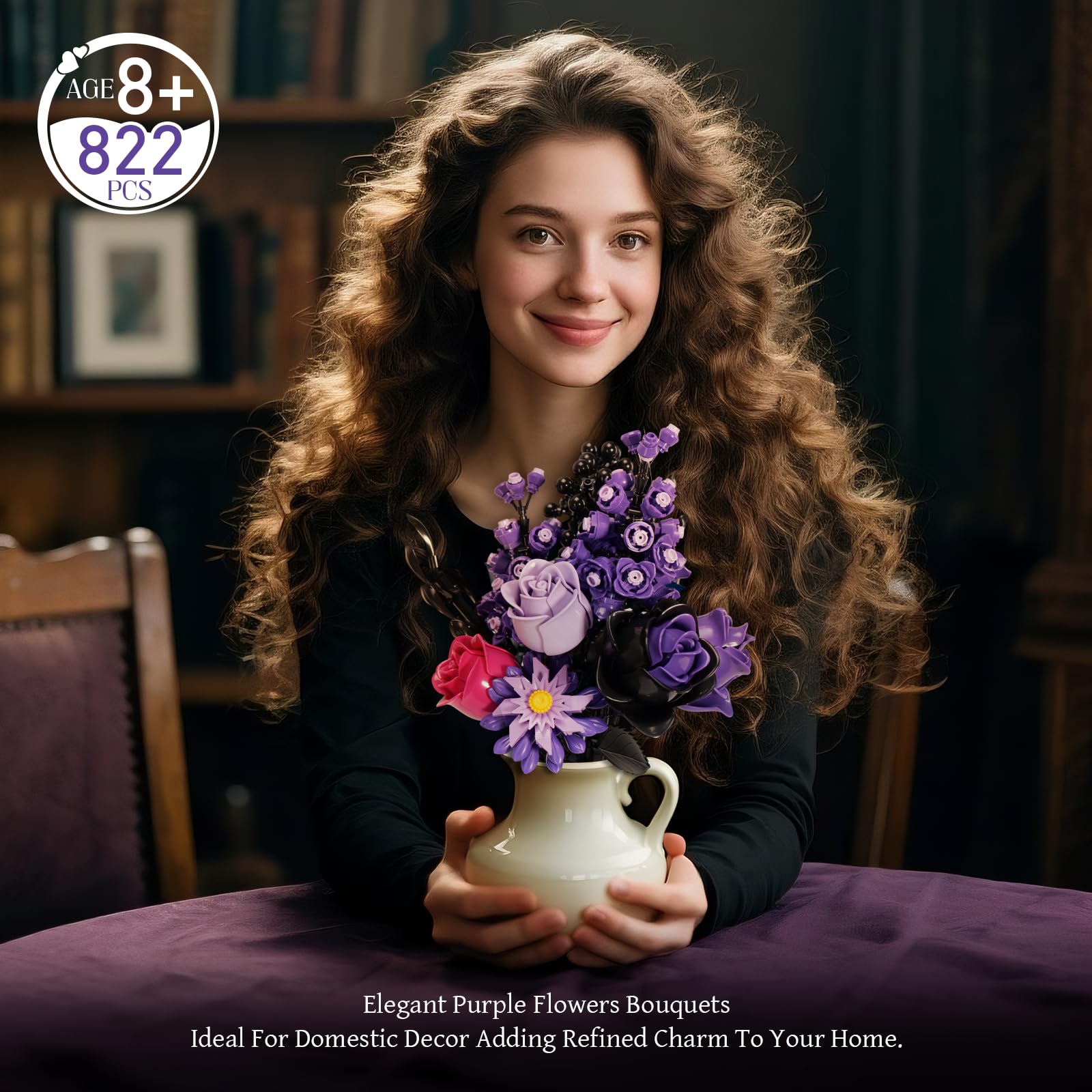 Ideas Halloween Blumen Rosen Spielzeug Klemmbausteine Bausteinen，Kompatibel Mit Lego Flowers Geschenk für Erwachsene Frauen Mädchen Home Deko für Geburtstag, Muttertag, Weihnachten 8-16+（822PSC） 5