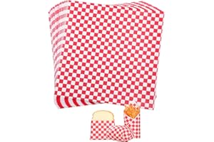 Geepen 100 Pcs Waxed Deli Paper Sheets, 12x12 Inch Sandwich Paper Liners Resistant Premium Food Basket Liners for Wrapping Bread and Sandwiches Red