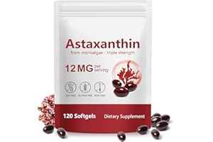 SDJUFEI Astaxanthin Supplements 12mg, astaxanthin antioxidant Supplement 120 Softgels for 4 Month Supply - Premium Natural Microalgae, Supports Wellness for Skin, Eyes and Joints, Non-GMO & No Gluten