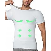 ZINMETER V Neck Gynecomastia Compression Shirt Tummy Control Breathable Men Shapewear Slimmimg Undershirt Hide Belly