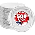 Stock Your Home 9-Inch Paper Plates Uncoated, Everyday Disposable Plates 9" Paper Plate Bulk, White, 500 Count