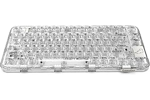 GK GAMAKAY GK75 75% RGB Transparent Gasket Mechanical Keyboard, Bluetooth/USB-C/2.4GHz 80 Keys Hot Swap Gateron Yellow Switch 2.0 KSA Profile PBT Keycaps Gaming Keyboard (GamaKay Crystal Switch)